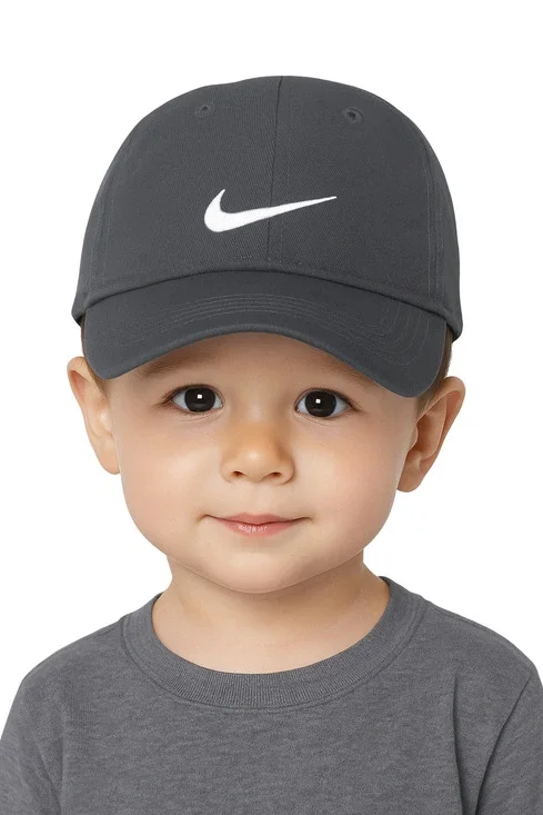 Nike Club Cap Kids Toddler Swoosh Adjustable Hat Anthracite White 2-4T New