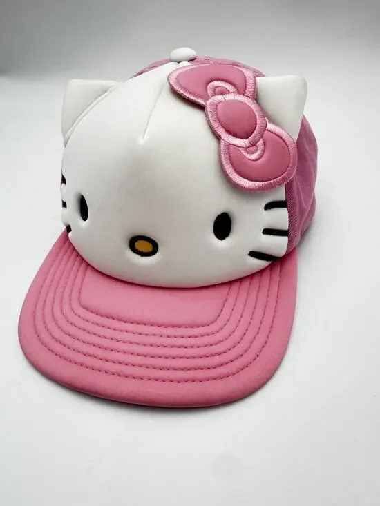 Hello Kitty Plush 3D Face Pink Baseball Cap Hat Sanrio 2025 One Size Adult