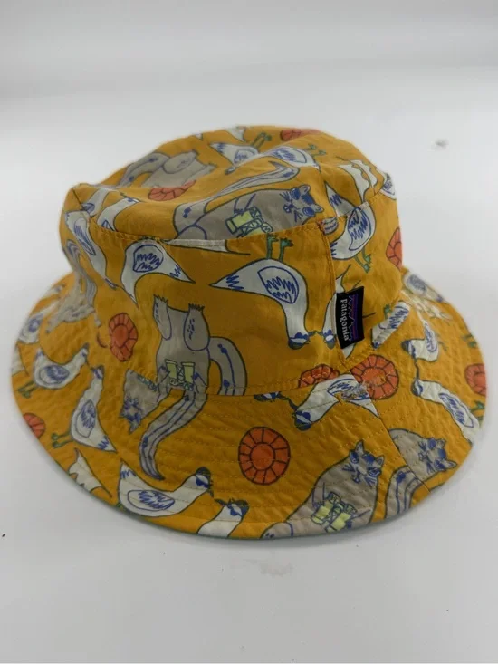 Patagonia Kids Bucket Hat 5T Mustard Animal Print Sun Hat
