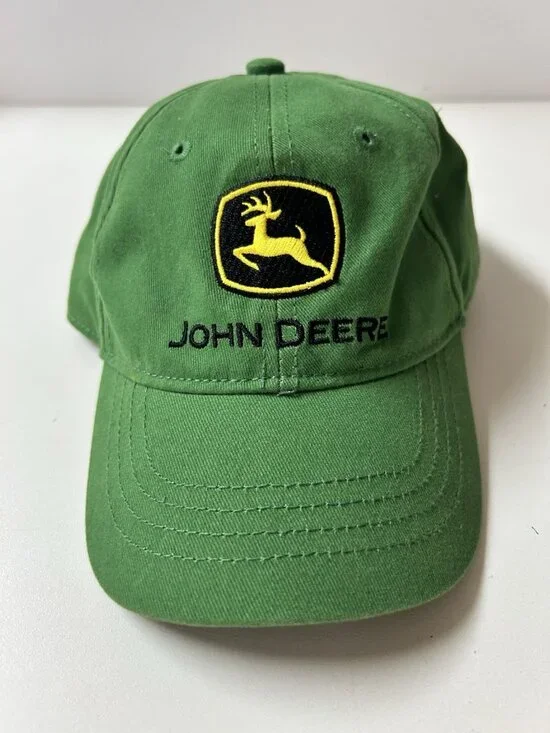 John Deere Green Cap Hat Youth Kids One Size Elastic Back Baseball Cap Trucker