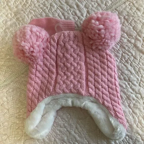 Baby Girl knit Pink Warm Hat/gloves size 0-6 from Target