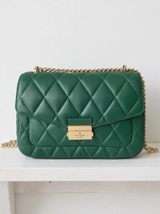 Kate Spade Carey Smooth Leather Medium Flap Quilted Shoulder Crossbody Bag