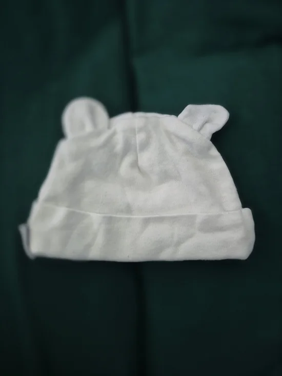 Gerber White Baby Cap with Ear Detail
