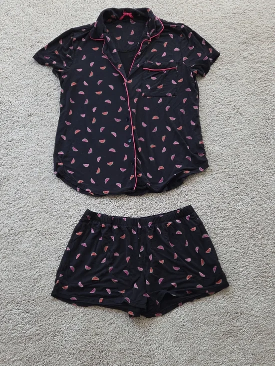 kate spade Black Pajama Set with Pink Watermelon Print