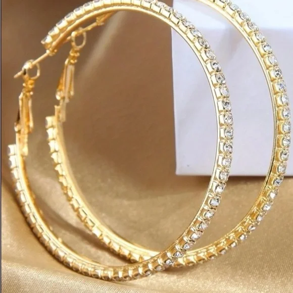 Elegant Gold Hoop Earrings with Crystals