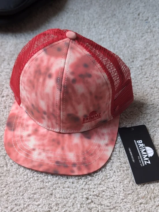 Brimmz Kids Red Tie-Dye Mesh Trucker Hat