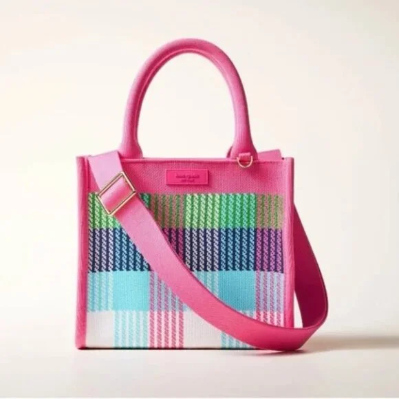 NWT LE kate spade new york Plaid Knit Crossbody Bag (Red/Pink/Green/Blue)