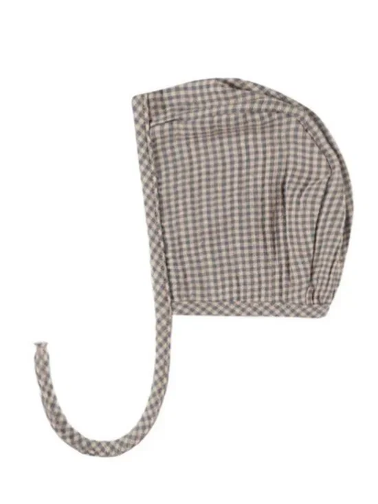Quincy Mae Indigo Gingham Woven Baby Bonnet