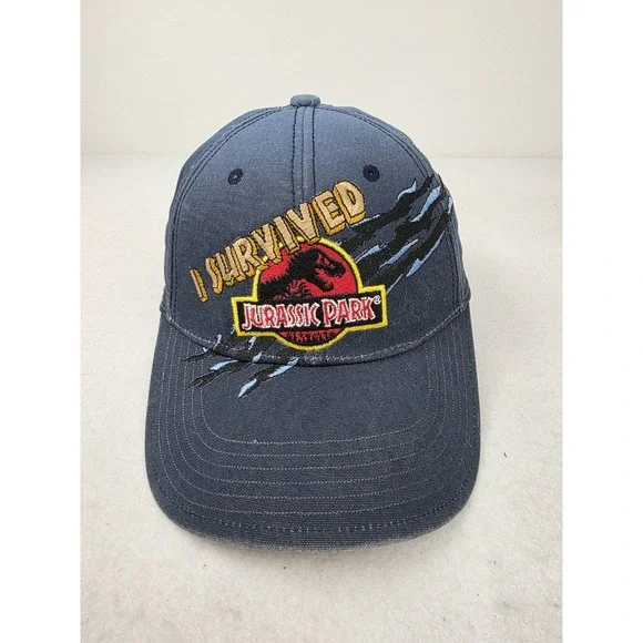 Vintage Universal‎ Studios Jurassic Park Hat I Survived Scratch Ombré Blue Kids