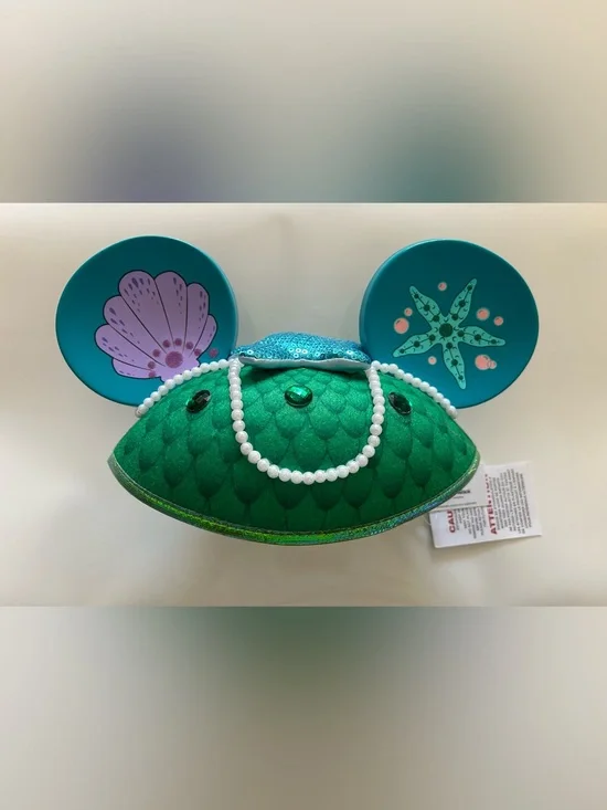 Disney Kids Mermaid Sequin Mouse Ears Headband in Teal and Green