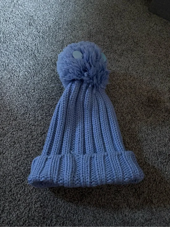 GAP Kids Pom-Pom Knit Beanie - Periwinkle Blue