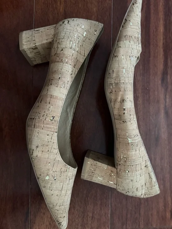 kate spade Cork Block Heel Pumps in Natural Beige