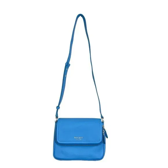 Kate Spade Run Around Large Flap Crossbody Blue Tidepool Leather PXR00404