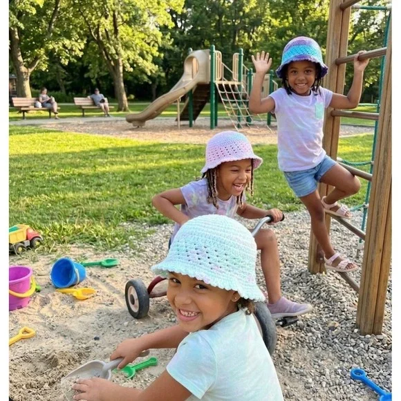 3 Wide Brim‎ Girls Crochet Sun Handmade Beach Sunshade Fisherman Bucket Hats