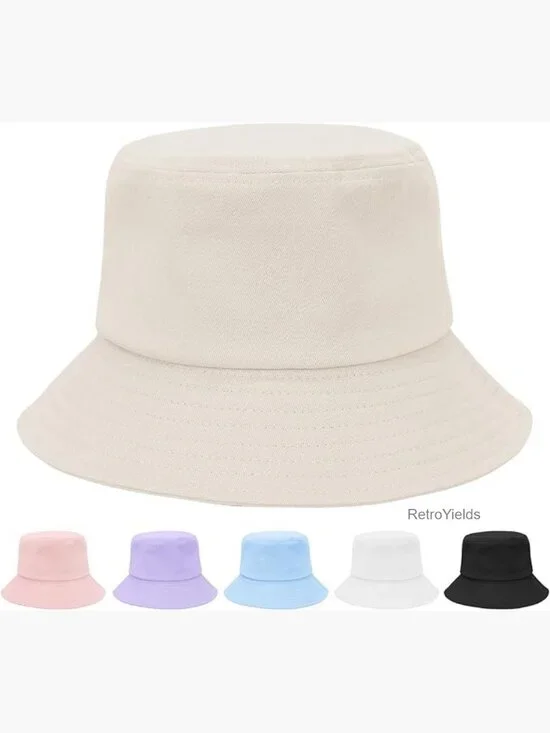 Kids Bucket Sun Hat 100% Cotton Wide Brim Packable Summer Beach Cap