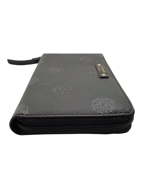Kate Spade Women's Black Wallet with Silver Glitter Polka Dots