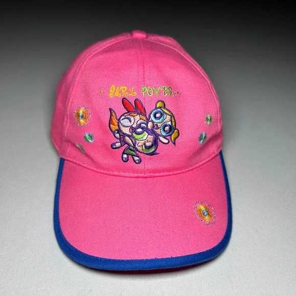 Viintage Powerpuff Girls Hat Cap Pink Cartoon Network Girl Power Embroidered Y2k