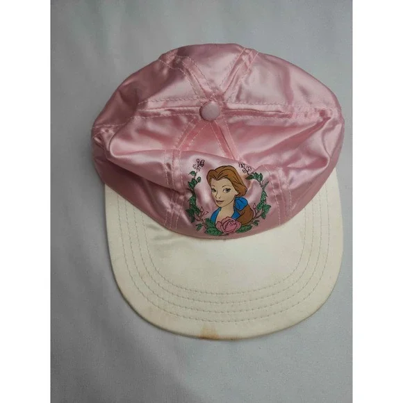 Vintage Disney Belle Beauty and the Beast Youth Pink Satin Hat Made in USA 90s