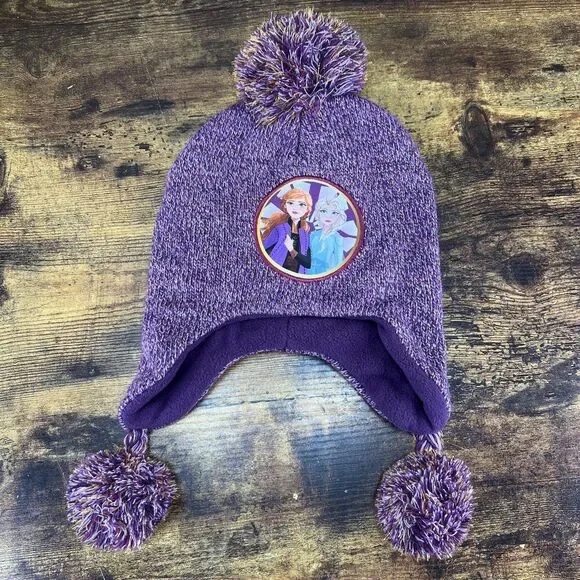 Frozen II Disney Beanie Hat Cap With Pom Poms