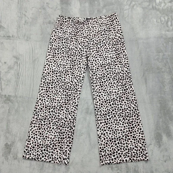 Kate‎ Spade Pants Womens M Black Pink Leopard Print Jersey Capri Pajama Lounge