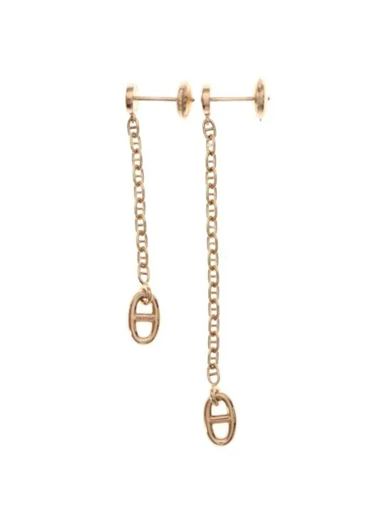 Hermes Chaine D'ancre Farandole Earrings Pink Gold