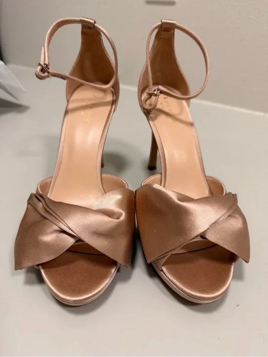 kate spade Satin Twist Front Ankle-Strap Heels in Rose Bridal Bow - Brand new!