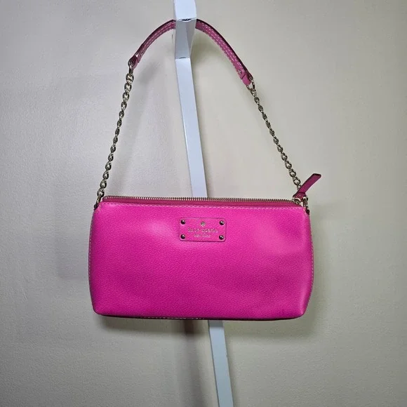 Kate Spade‎ New York Byrd Wellesley Fuschia Wristlet Chained strap Clutch Purse
