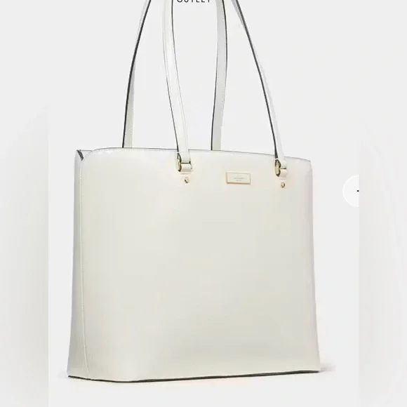 Kate‎ Spade Bridget Crinkle Patent Large Ivory White Tote Bag KM674 NWT $399