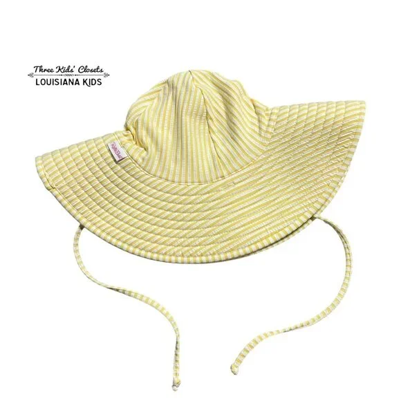 Ruffle Butts 6-10Y Yellow Seersucker Sun Hat Swim Hat