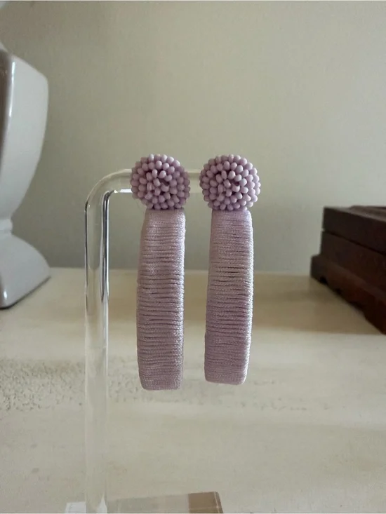 Lavender Beaded Hoop Earrings - Women Jewelry