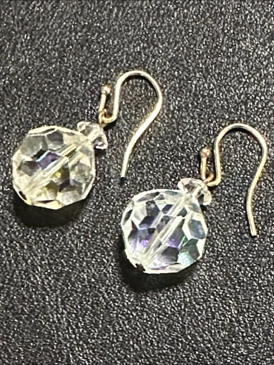 AB Faceted Crystal 14k Gold-plate Wire Back Drop Earrings