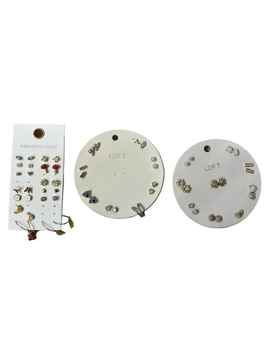 LOFT & American Eagle Mixed Stud Earring Bundle 30+ Pairs Gold Silver Preowned