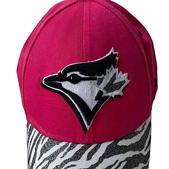 Youth New Era Toronto Blue Jays Pink Zebra Print 9FORTY Adjustable Hat Cap
