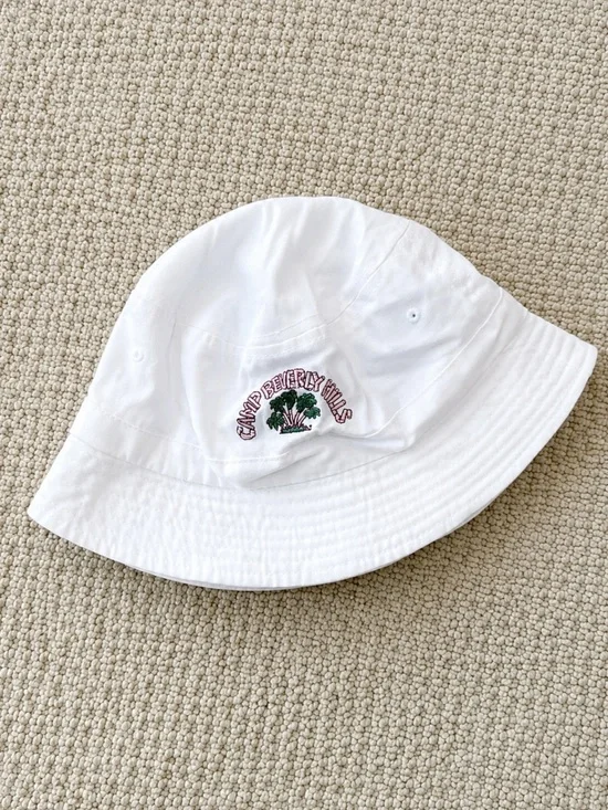 Camp Beverly Hills Kids White Bucket Hat with Embroidered Logo | Fred Segal