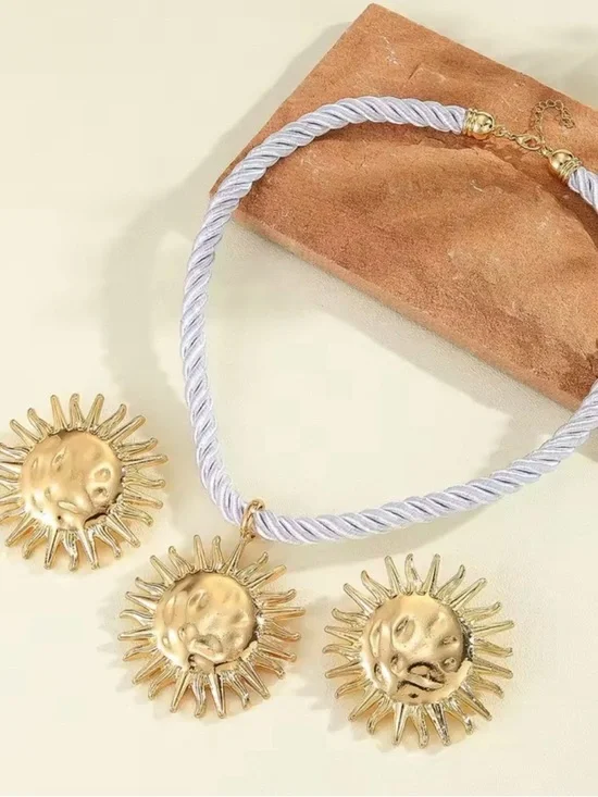 Oversized Gold Sunburst Earrings – Statement Solar Studs