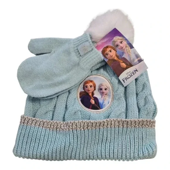 Disney Little Girl's Frozen 2 Winter Beanie Hat and Mitten Set
