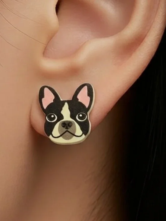 Frenchie French Bulldog Earrings Dog Mom Pierced Ears Pet Owner Studs Jewelry