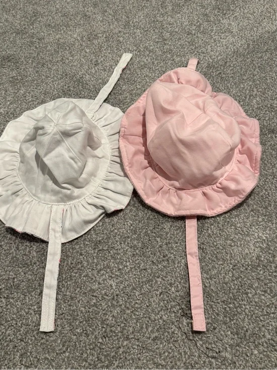 Lot of 2 NEW Baby Girl Reversible Sun Hats 12-18M