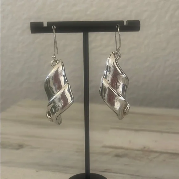 Bat Ami Sterling Silver Electroform Twisted Drop Earrings