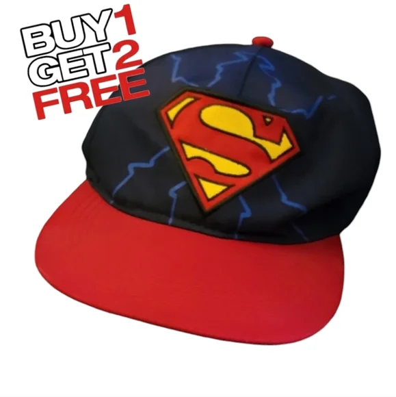 Superman Boys Hat Blue Snap Back Logo DC Comics Vintage Cap‎