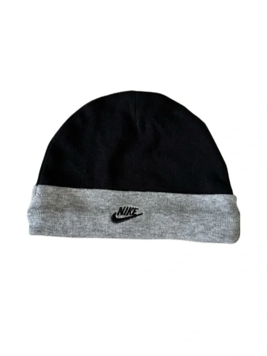 Nike Infant Baby Cotton Beanie Hat Black Gray Size 0-6months