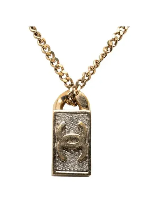 Chanel Cc Logo Pendant Necklace Gold- #276055C83B