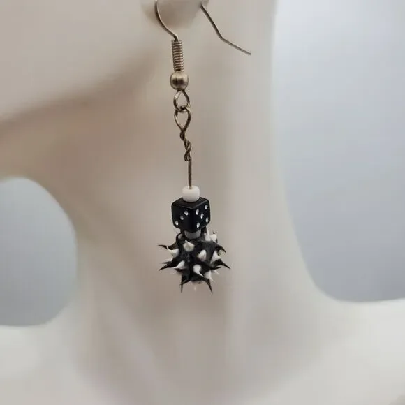 Punk spiked black dangle earrings‎