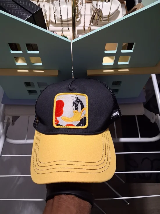 Black and Yellow Cartoon Patch Trucker Hat