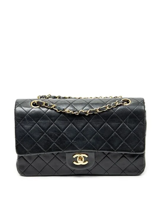 Chanel Quilted Double Flap Black Lambskin Leather
