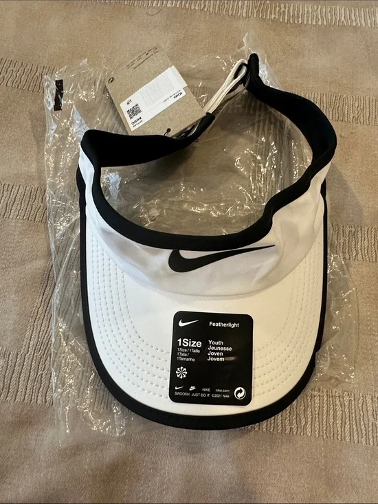 Nike White and Black Featherlight Visor