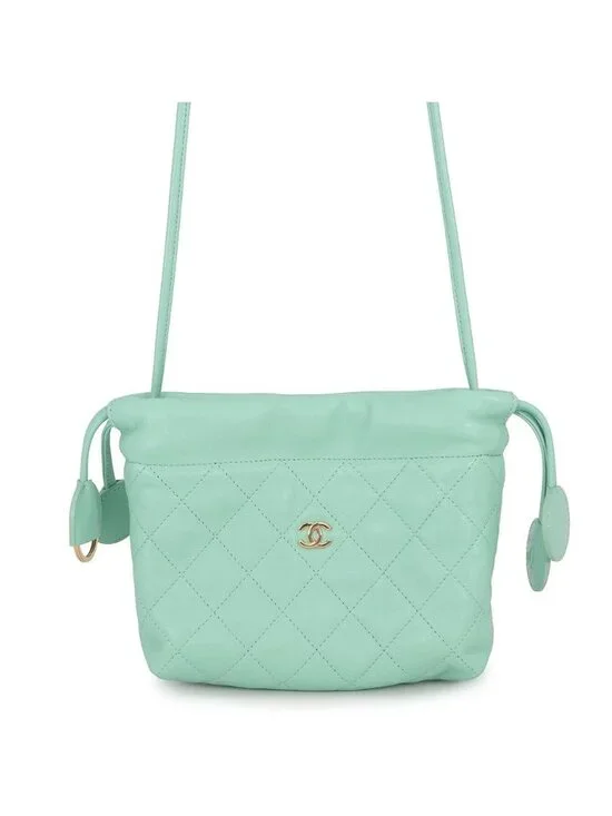 Chanel Shoulder Bag Strap Clutch Quilted CC Logo Lambskin