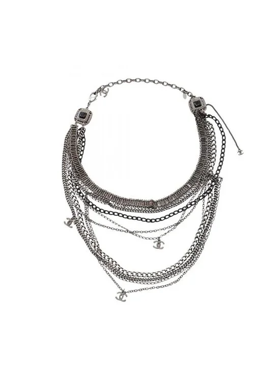 Chanel Necklace CC Logo 10 Rows Stainless Steel