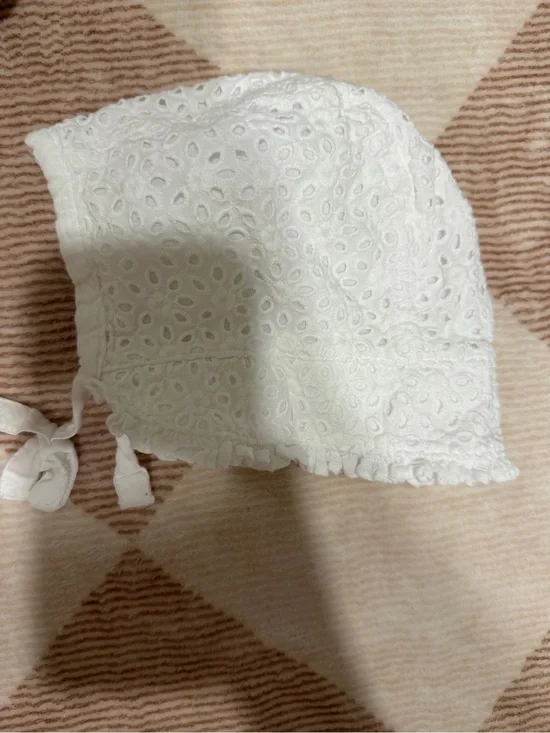 White Eyelet Cotton Baby Bonnet