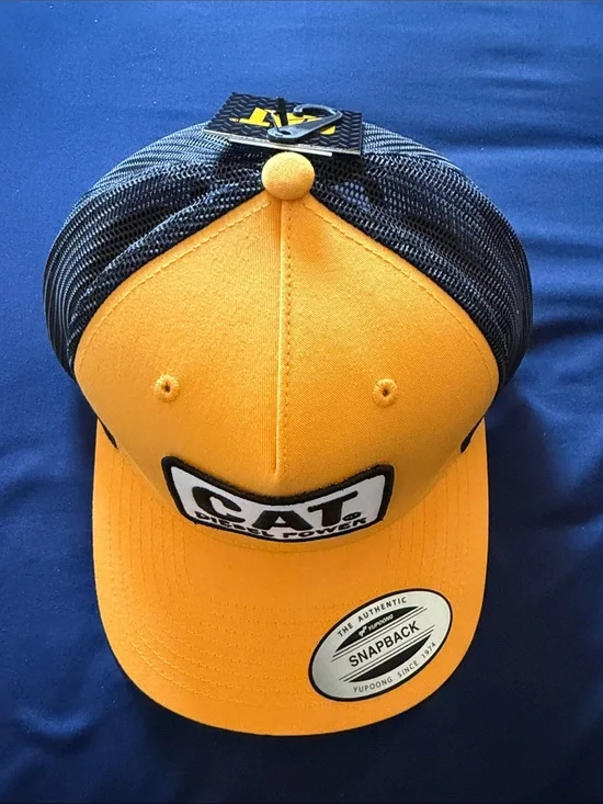 Caterpillar Yellow and Black Mesh Kids Snapback Hat